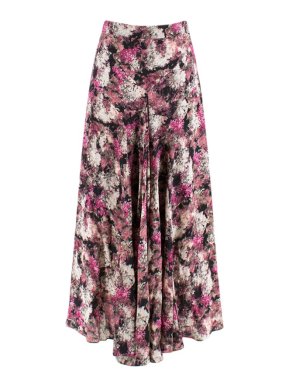 Raey Pink Floral Silk Draped Midi Skirt