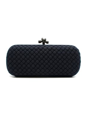 Bottega Veneta Navy Intrecciato Knot Clutch