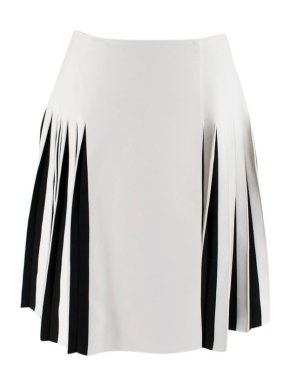 Alaia Black & White Pleated Knit Wrap Mini Skirt