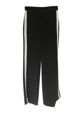 Burberry Black Wide Leg Pants with White Side Stripe