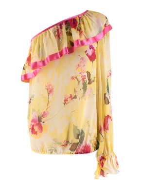 Dolce & Gabbana Asymmetric Silk Floral Blouse
