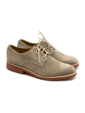 Gallucci Natural Suede Derby Shoes in Taupe