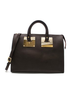 Sophie Hulme Aubergine Leather Zip-top Bowling Bag
