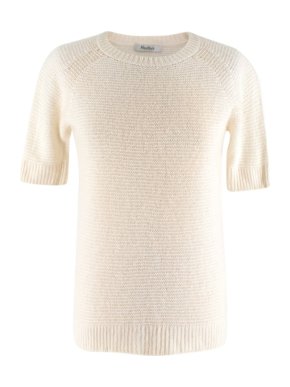 Max Mara Cream Short Sleeve Knit Top