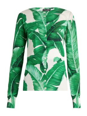 Dolce & Gabbana Banana Leaf Print Silk Cardigan