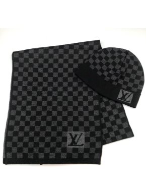 Louis Vuitton Damier Graphite Knit Scarf & Hat