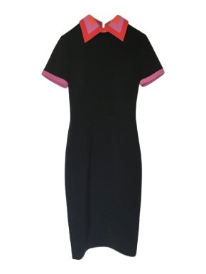 Roksanda Black Fitted Midi Dress with contrast Collar & Trim