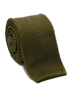 Hardy Amies Green Knitted Silk Square Tie