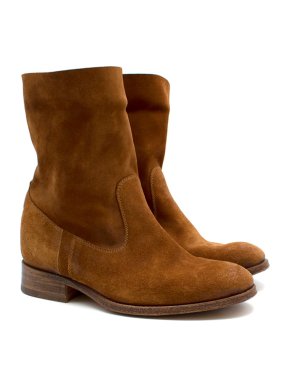 N.D.C Handmade Brown Suede Round Toe Ankle Boots