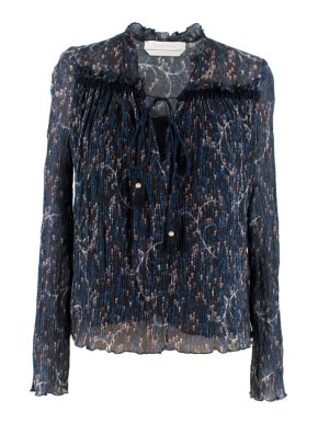 See by Chloe Printed Sheer Plisse Blouse