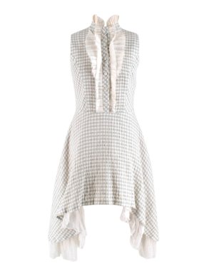 Natasha Zinko Grey Checked Sleeveless Shirt Dress