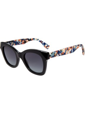 Fendi Black Square Sunglasses with Printed Arms