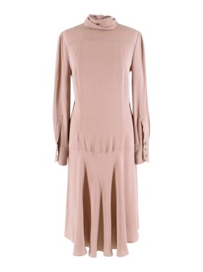 Fendi Dusky Pink Silk Blend Dress With Neck Tie