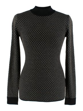 Roland Mouret Black High Neck Gold Stitched Knit Jumper