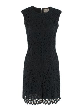 Sea New York Black Lace Fitted Sleeveless Dress