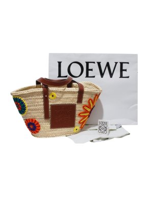 Loewe Embroidered Raffia Basket Bag