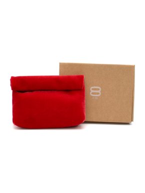 8 BY YOOX Red Velvet Suede Clutch Bag