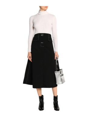 Ellery Flared Canvas Midi Skirt