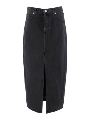 Raey Slit-front Denim Maxi Pencil Skirt in Black