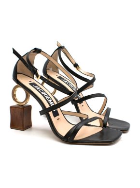 Jacquemus Abstract Heel Strappy Black Sandals