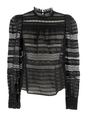 Isabel Marant Black Lace Ruffle Neck Blouse