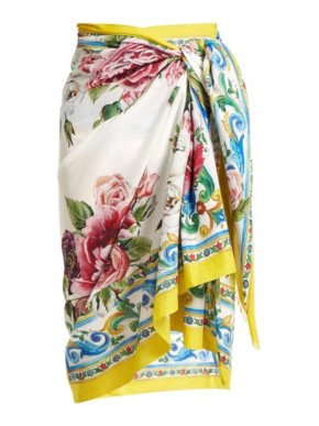 Dolce & Gabbana Majolica Floral Print Wrap Scarf/Sarong