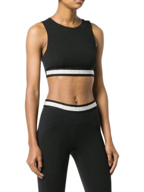NO KA 'OI Glitter Stripe Crop Top in Black