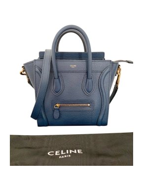 Celine Deep Blue Calfskin Nano Luggage Tote
