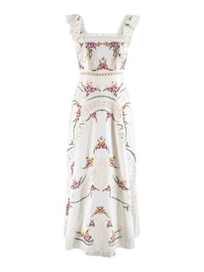 Zimmermann Allia lace embroidered linen blend white Dress