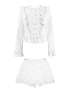 Zimmermann White Daisy Broderie Anglaise Top & Shorts