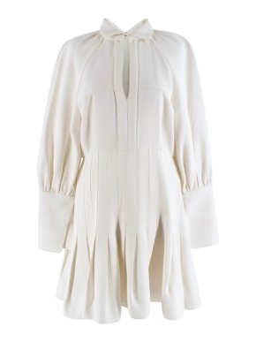 Ellery Ivory Keyhole Bust Pleated Mini Dress
