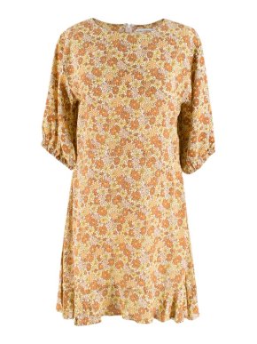 Faithfull The Brand Yellow Floral Mini Dress