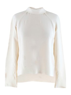 Alex Eagle Cream Long Sleeve Top With Neck Tie Detail