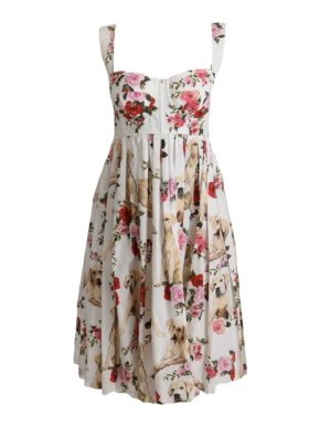 Dolce & Gabbana Labrador Floral Print Sleeveless Dress
