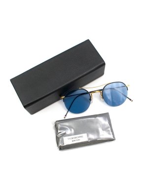 Thom Browne Blue Round Aviator Sunglasses