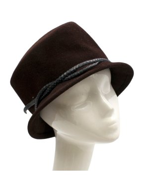 Philip Treacy Velour Brown Hat with Snake Style Rim Tie