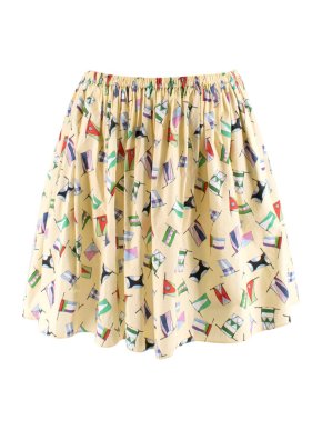 Miu Miu Yellow Flag Print Circle Skirt