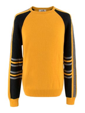 Hermes Mustard Yellow Cashmere Blend Crew Neck Jumper