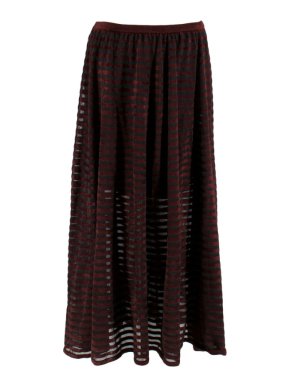 Ronny Kobo Black and Wine Striped Knit Maxi Skirt