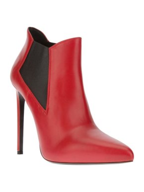 Saint Laurent Red Leather Ankle Boots