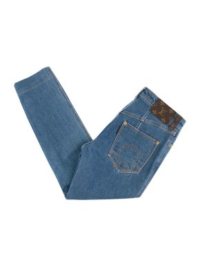 Louis Vuitton High Waist Slim Jeans with Leather Monogram Patch