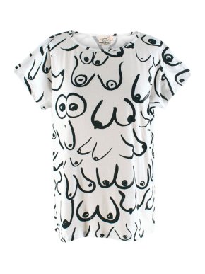 Gravel & Gold White 'Boob' Print T-Shirt