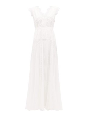 Self Portrait White Lace Panel Maxi Dress