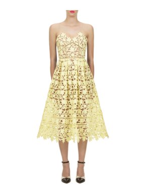 Self Portrait Canary Yellow Azalea Flared Midi Dress