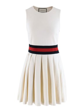 Gucci Ivory Pleated Gabardine Mini Dress