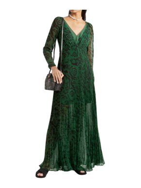 Self Portrait Pleated Leopard-print Chiffon Maxi Dress