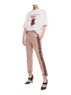 Fendi Pink Monogram Side Stripe Joggers