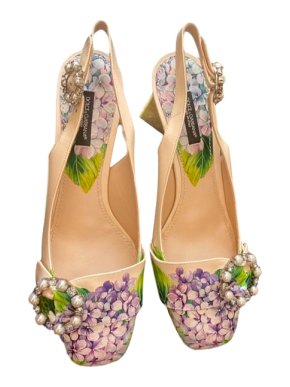 Dolce & Gabbana Hydrangea Print Slingback Sandals