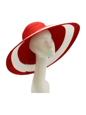Del Mare Red and White Floppy Beach Hat