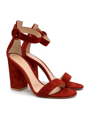 Gianvito Rossi Tobasco Red Suede Block Heel Sandals